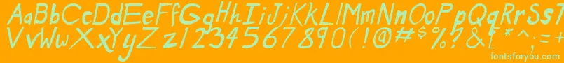 DirtyDuoItalic Font – Green Fonts on Orange Background