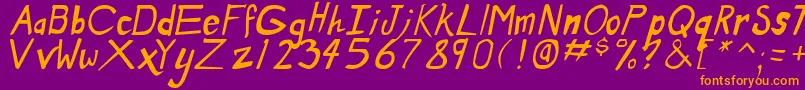 DirtyDuoItalic Font – Orange Fonts on Purple Background