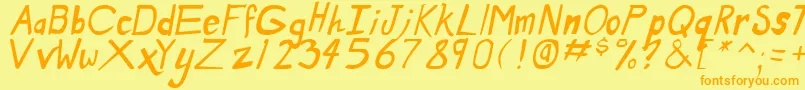 DirtyDuoItalic Font – Orange Fonts on Yellow Background