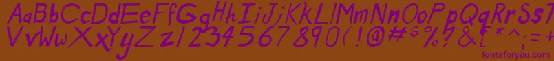 DirtyDuoItalic Font – Purple Fonts on Brown Background