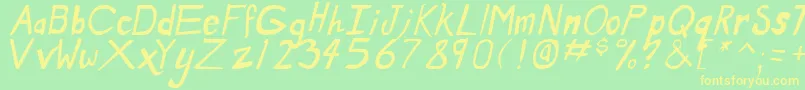 DirtyDuoItalic Font – Yellow Fonts on Green Background