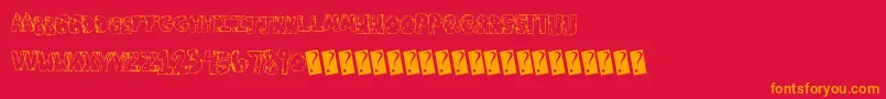 フォントToxicwaste – 赤い背景にオレンジの文字