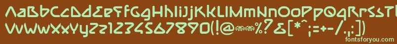 フォントImmuneBold – 緑色の文字が茶色の背景にあります。