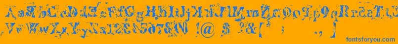 Imperfetta-Schriftart – Blaue Schriften auf orangefarbenem Hintergrund