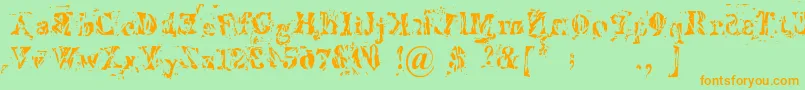 Imperfetta-Schriftart – Orangefarbene Schriften auf grünem Hintergrund