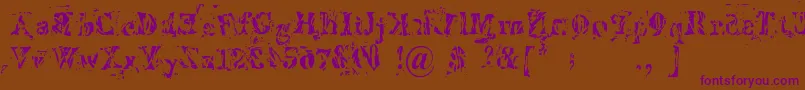 Imperfetta-Schriftart – Violette Schriften auf braunem Hintergrund