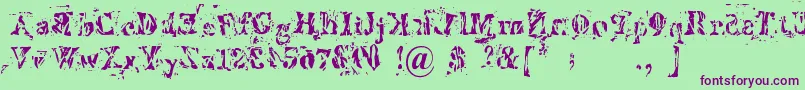 Imperfetta Font – Purple Fonts on Green Background