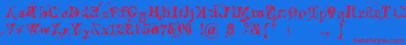 Imperfetta Font – Red Fonts on Blue Background