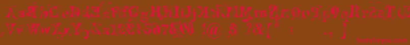 Imperfetta-Schriftart – Rote Schriften auf braunem Hintergrund