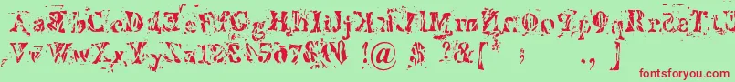 Imperfetta Font – Red Fonts on Green Background