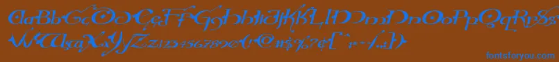 Hollyjinglesolidexpandital Font – Blue Fonts on Brown Background