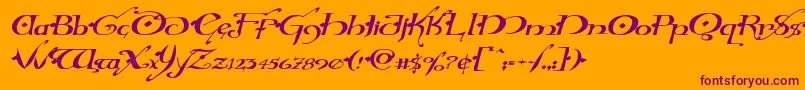 Hollyjinglesolidexpandital Font – Purple Fonts on Orange Background