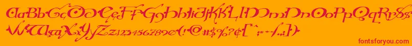 Hollyjinglesolidexpandital Font – Red Fonts on Orange Background