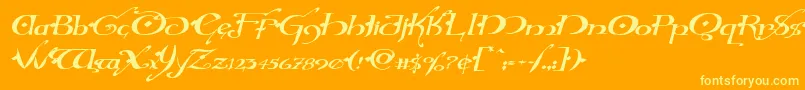 Hollyjinglesolidexpandital-Schriftart – Gelbe Schriften auf orangefarbenem Hintergrund