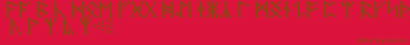 Weitere Informationen zur RuneA-Schriftart RuneA-Schriftart – Braune Schriften auf rotem Hintergrund