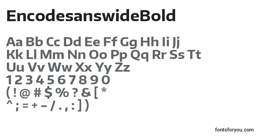 Шрифт EncodesanswideBold – алфавит, цифры, специальные символы