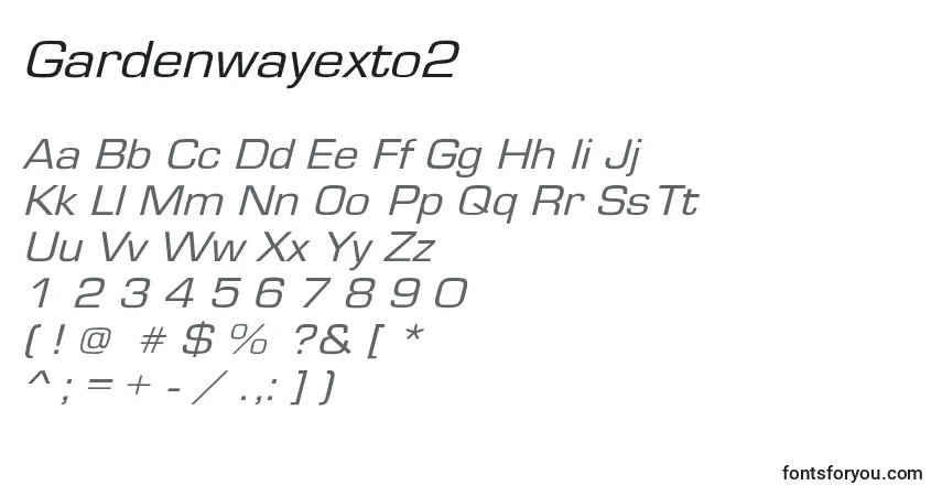 A fonte Gardenwayexto2 – alfabeto, números, caracteres especiais