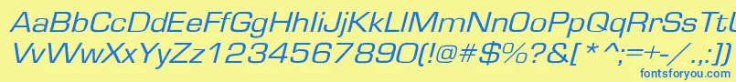 フォントGardenwayexto2 – 青い文字が黄色の背景にあります。