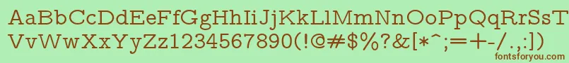 Шрифт Lmmonoprop10Regular – коричневые шрифты на зелёном фоне