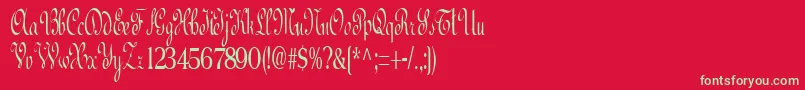 フォントBedRegular – 赤い背景に緑の文字