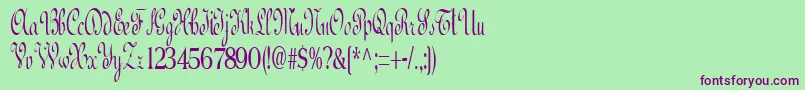 Police BedRegular – polices violettes sur fond vert