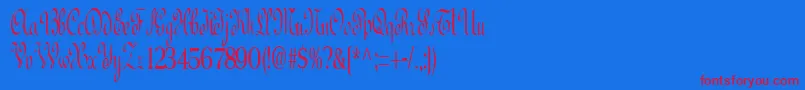 BedRegular Font – Red Fonts on Blue Background