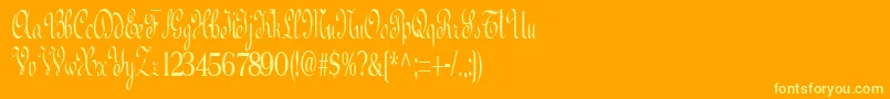 BedRegular-fontti – keltaiset fontit oranssilla taustalla