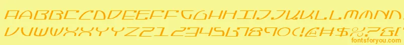 フォントJumptroopsLightItalic – オレンジの文字が黄色の背景にあります。