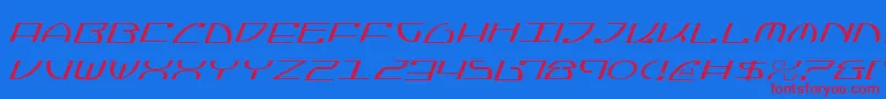 JumptroopsLightItalic-Schriftart – Rote Schriften auf blauem Hintergrund