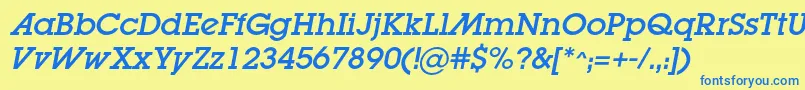 LugaadcItalic Font – Blue Fonts on Yellow Background