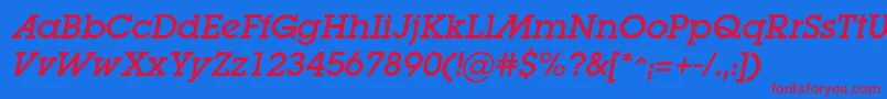 LugaadcItalic Font – Red Fonts on Blue Background