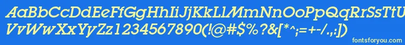 LugaadcItalic Font – Yellow Fonts on Blue Background