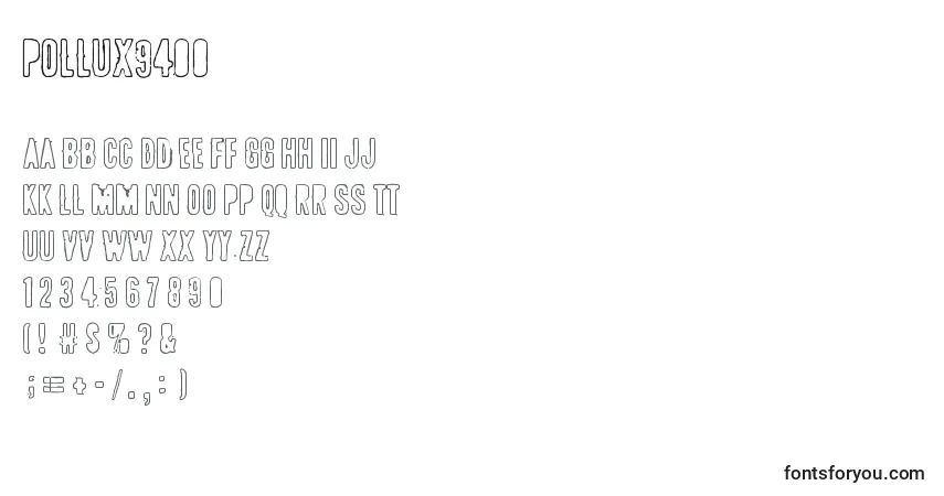 Czcionka Pollux9400 – alfabet, cyfry, specjalne znaki