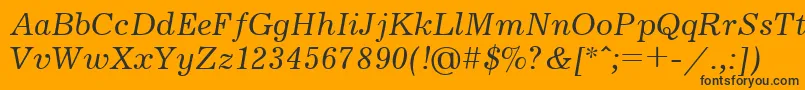 Шрифт JournalItalicCyrillic – чёрные шрифты на оранжевом фоне