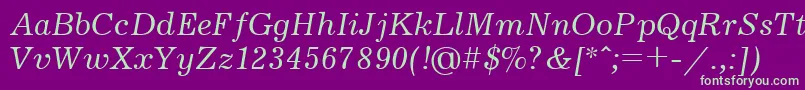 JournalItalicCyrillic Font – Green Fonts on Purple Background