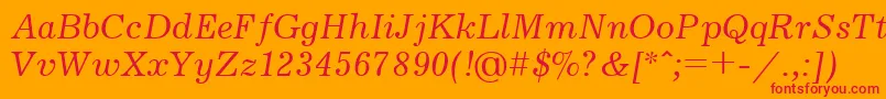 JournalItalicCyrillic Font – Red Fonts on Orange Background