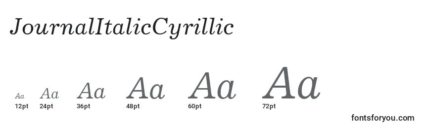 Размеры шрифта JournalItalicCyrillic
