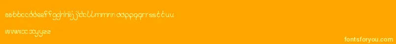 Fonte KeepQuietAndSimple – fontes amarelas em um fundo laranja