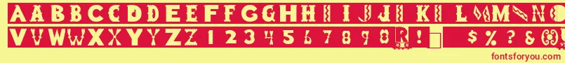 RomneyRegular-Schriftart – Rote Schriften auf gelbem Hintergrund