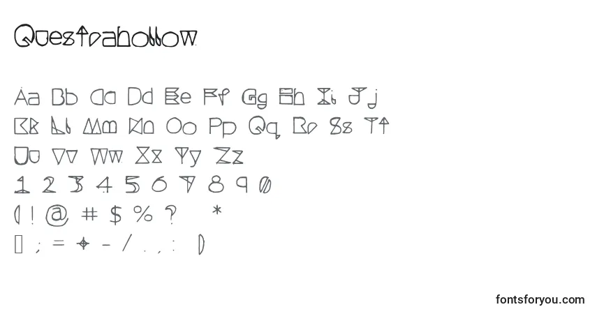 A fonte Questrahollow – alfabeto, números, caracteres especiais