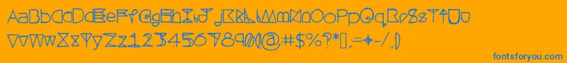 Fonte Questrahollow – fontes azuis em um fundo laranja
