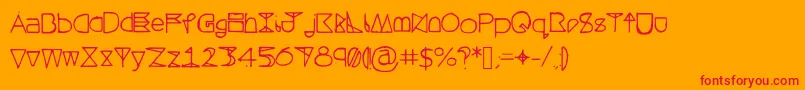 Questrahollow-Schriftart – Rote Schriften auf orangefarbenem Hintergrund