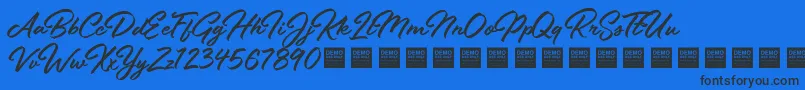 StayFreshDemo-Schriftart – Schwarze Schriften auf blauem Hintergrund