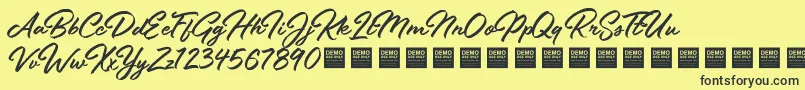 Czcionka StayFreshDemo – czarne czcionki na żółtym tle