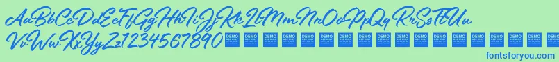 StayFreshDemo Font – Blue Fonts on Green Background