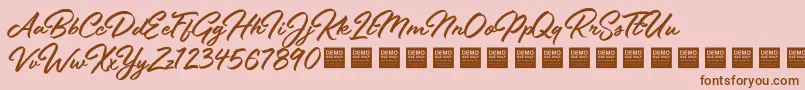 Fonte StayFreshDemo – fontes marrons em um fundo rosa