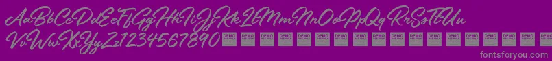 フォントStayFreshDemo – 紫の背景に灰色の文字