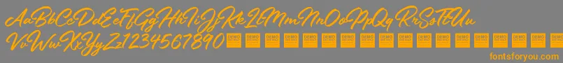 Saiba mais sobre a fonte StayFreshDemo Fonte StayFreshDemo – fontes laranjas em um fundo cinza