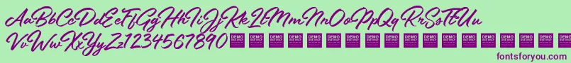 Police StayFreshDemo – polices violettes sur fond vert