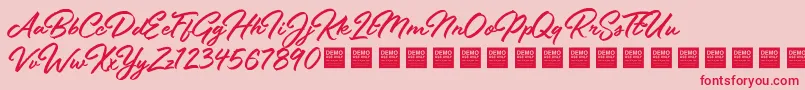 Fonte StayFreshDemo – fontes vermelhas em um fundo rosa